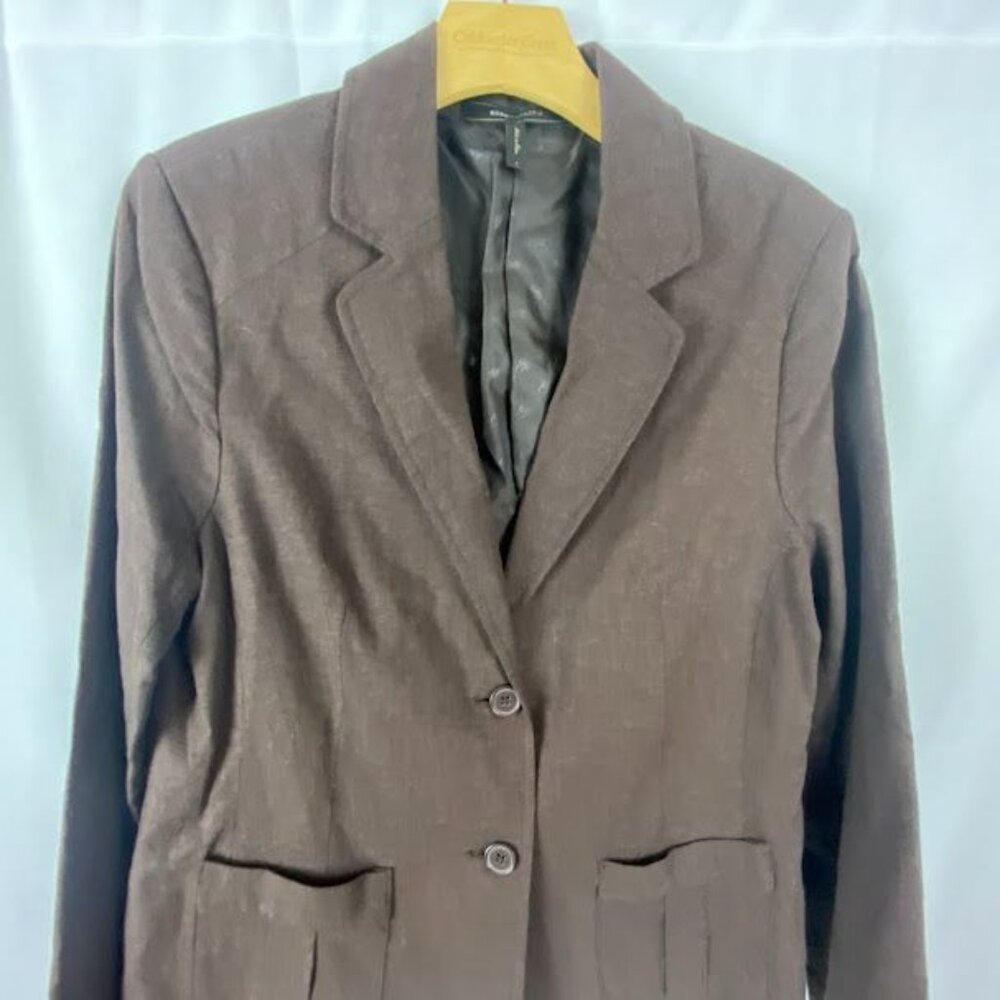 BCBG Maxazria Brown Linen Blend Blazer Jacket Women's‎ Large - Picture 4 of 12